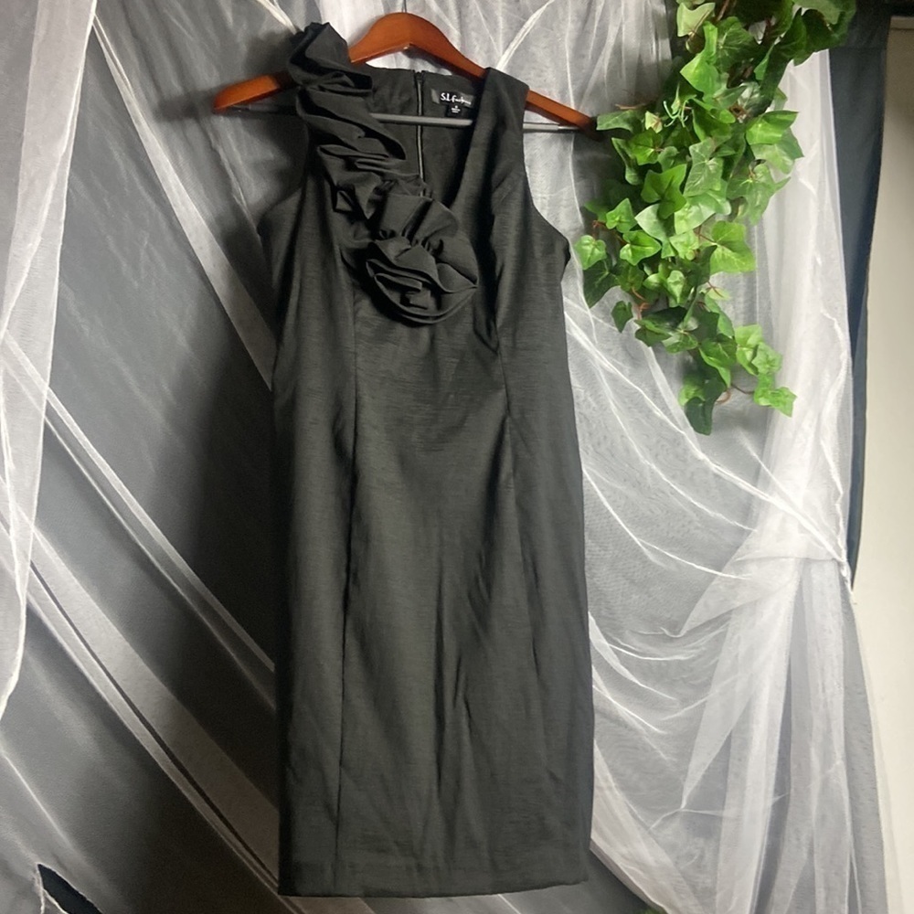 SL Fashions Black Mini  Dress Satin  Like​